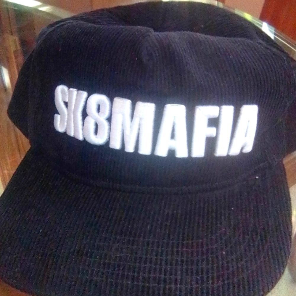 Black thick corduroy baseball Cap SK8MAFIA